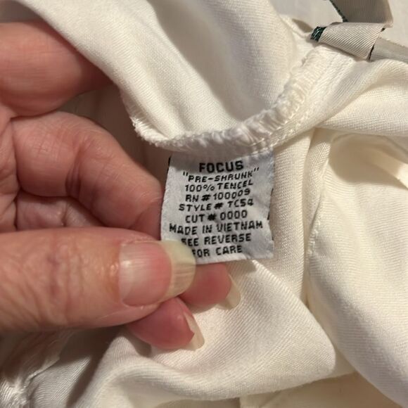 Focus women pants Sz L white 100% Tencel preshrunk Wide Leg Crop cargo boho NWT - Picture 5 of 9